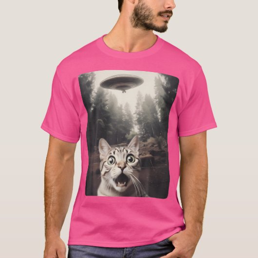 Katze Selfie mit Ufo T-Shirt (Vorderseite)
