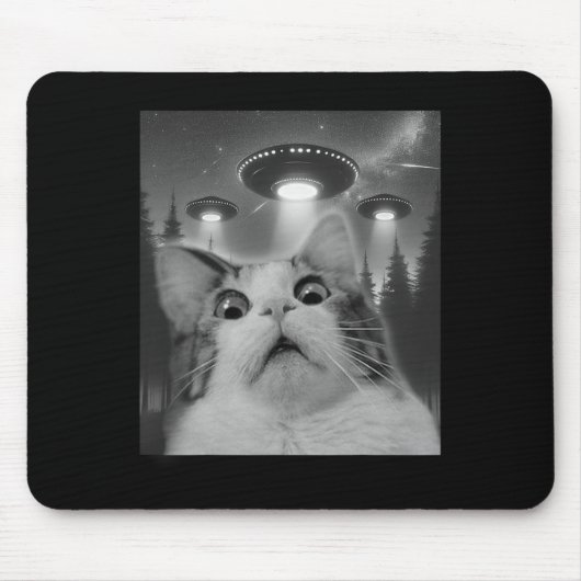 Katze Selfie mit Ufos Mousepad (Vorne)
