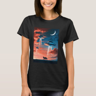 Katze Selfie UFO Alien Humor Lustig Oberteil für M T-Shirt