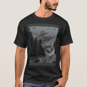 Katze Selfie UFO-Sichtung  Alien-Verschwörung Sci  T-Shirt