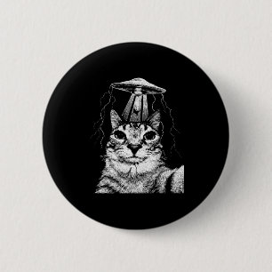 Katze Selfie UFO Vintage lustige Katzen Liebhaber Button