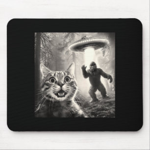 Katze Selfie Wald Bäume Alien Ufo Bigfoot Humor Sa Mousepad