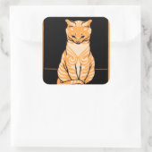 Katze setzen quadratischer aufkleber (Tasche)