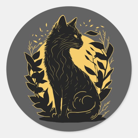 Katze setzen runder aufkleber (Vorderseite)