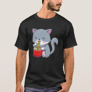Katze-Shirt Katze isst Nudeln Ramen-Shirt Süße Kat T-Shirt