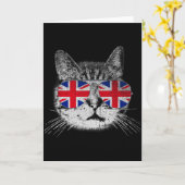 Katze Shirt Union Jack Flagge Land Retro England B Karte (Gelbe Blume)