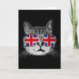 Katze Shirt Union Jack Flagge Land Retro England B Karte