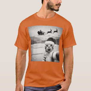 Katze Sie mit Weihnachtsmann Lustiges Weihnachten T-Shirt