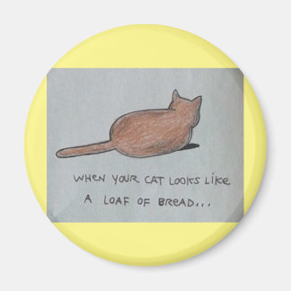 Katze sieht aus wie Brotlaib niedliche lustige Kon Magnet
