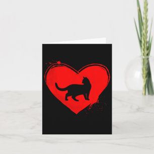 Katze Silhouette Herzform Valentinstag Katzenliebh Karte