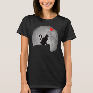 Katze Silhouette im Vollmond mit Herz. Beautifu T-Shirt