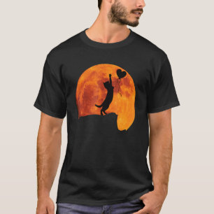 Katze Silhouette im Vollmond mit Herz. Beautifu T-Shirt