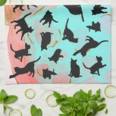 Katze Silhouette Küchentücher Handtuch geflogen Ti (Gefaltet)