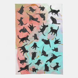Katze Silhouette Küchentücher Handtuch geflogen Ti