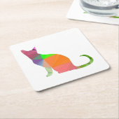 Katze Silhouette Low Poly Rechteckiger Pappuntersetzer (angewinkelt)