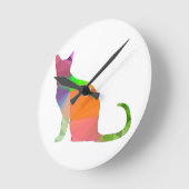 Katze Silhouette Low Poly Runde Wanduhr (Winkel)