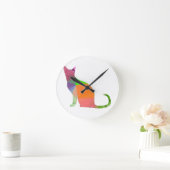 Katze Silhouette Low Poly Runde Wanduhr (Zuhause)