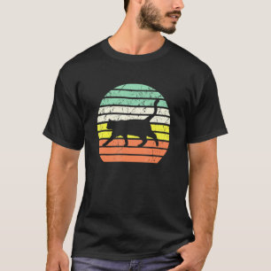 Katze Silhouette Retro Stil Vintage Sonnenuntergan T-Shirt