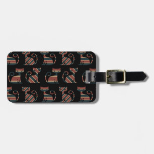 Katze Silhouette Vintage Retro Linien Tierliebhabe Gepäckanhänger
