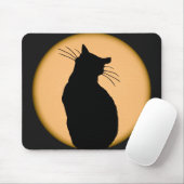 Katze silhouettiert gegen den Mond Mousepad (Mit Mouse)