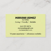 Katze Sitter Niedlicher Karo Meowt Kätzchen Katzen Visitenkarte (Rückseite)