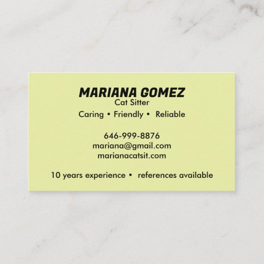 Katze Sitter Niedlicher Karo Meowt Kätzchen Katzen Visitenkarte (Rückseite)