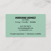 Katze Sitter Niedlicher Karo Meowt Kätzchen Katzen Visitenkarte (Rückseite)