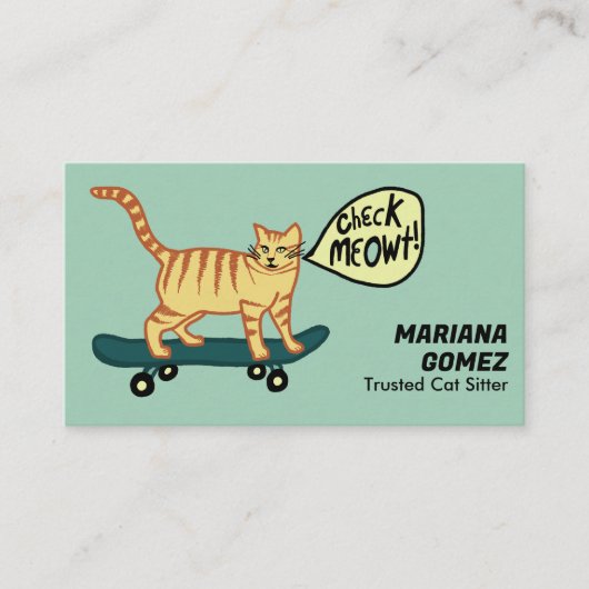 Katze Sitter Niedlicher Karo Meowt Kätzchen Katzen Visitenkarte (Vorderseite)