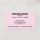 Katze Sitter Niedlicher Karo Meowt Kätzchen Katzen Visitenkarte (Rückseite)