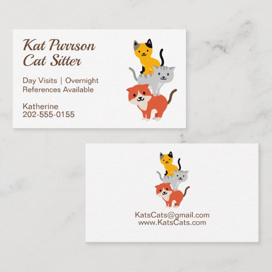 Katze Sitting Cattery Visitenkarte (Vorne/Hinten)