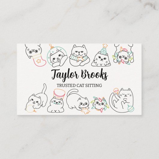 Katze Sitting Cattery Visitenkarte (Rückseite)