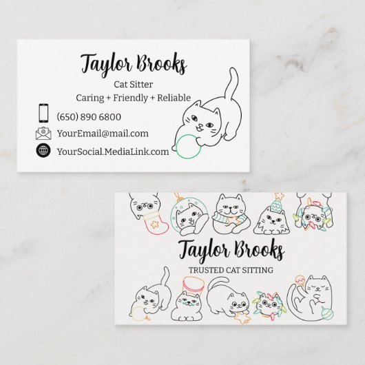 Katze Sitting Cattery Visitenkarte (Vorne/Hinten)