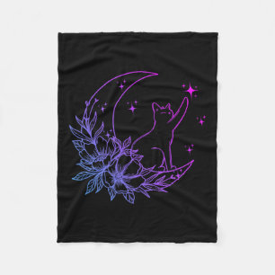 Katze sitzend auf Blume des Mondes Crescent Stars Fleecedecke