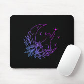 Katze sitzend auf Blume des Mondes Crescent Stars Mousepad (Mit Mouse)