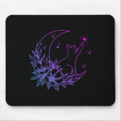 Katze sitzend auf Blume des Mondes Crescent Stars Mousepad (Vorne)