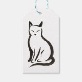 Katze sitzend - Minimalistische Silhouette Geschenkanhänger (Vorderseite)