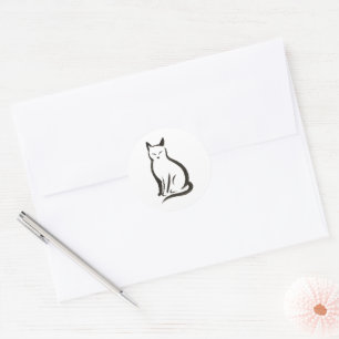 Katze sitzend - Minimalistische Silhouette Runder Aufkleber