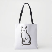 Katze sitzend - Minimalistische Silhouette Tasche (Vorderseite)