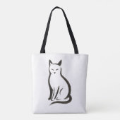 Katze sitzend - Minimalistische Silhouette Tasche (Rückseite)