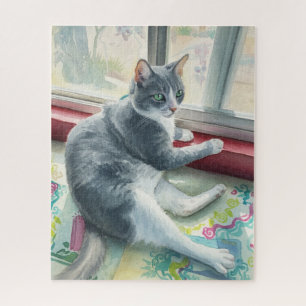 Katze sitzt am Fenster Puzzle