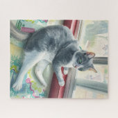Katze sitzt am Fenster Puzzle (Horizontal)
