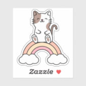 Katze sitzt auf einem Regenbogen Aufkleber (Blatt)