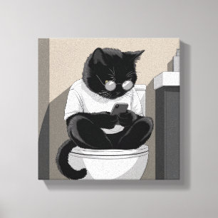 Katze sitzt auf einer Toilette Leinwanddruck