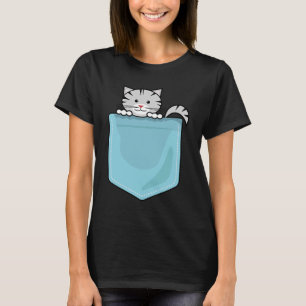 Katze sitzt in einer Tasche Tabbies Stripes Patte T-Shirt
