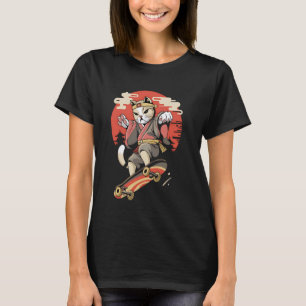 Katze Skateboarding Vintage Japanische Ukiyo-e Kun T-Shirt