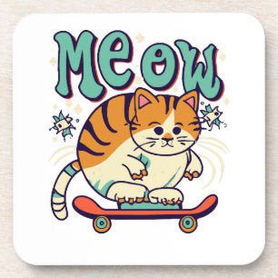 Katze Skating Katze Skating MeowMeow Getränkeuntersetzer