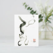 Katze Skedaddle, Sumi-e-cat Postkarte (Stehend Vorderseite)