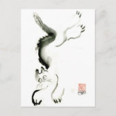Katze Skedaddle, Sumi-e-cat Postkarte (Vorderseite)