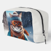 Katze Skifahren auf den verschneiten Alpen Waschbeutel (Rechte Ecke)