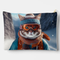 Katze Skifahren auf den verschneiten Alpen